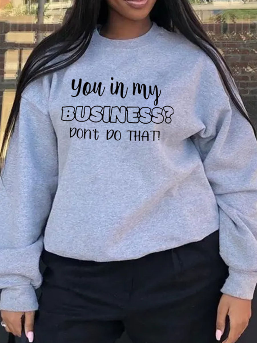 

LW Plus Size Letter Print Pullover Sweatshirt, Grey