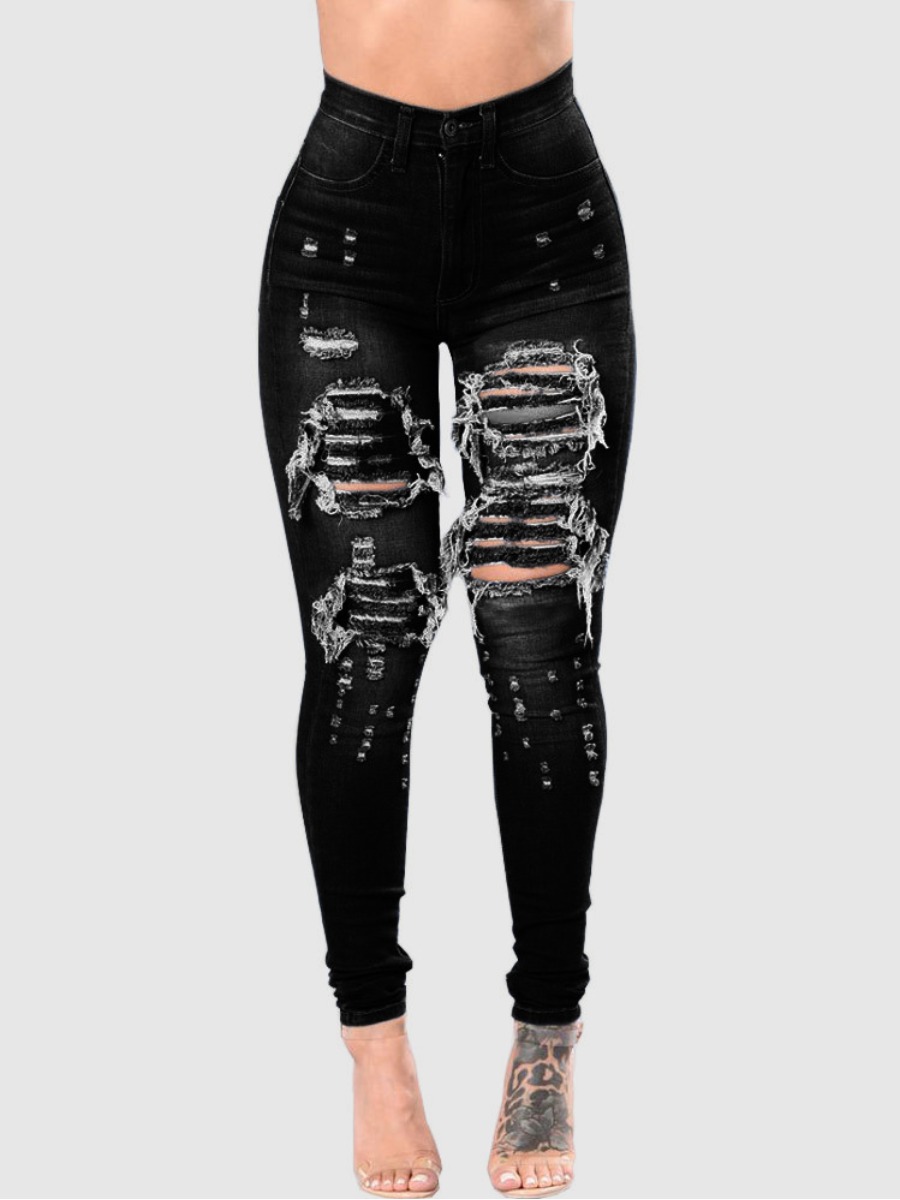 LovelyWholesale High Stretchy Raw Edge Ripped Jeans Spring|Fall Street Ripped Spring Summer 2024