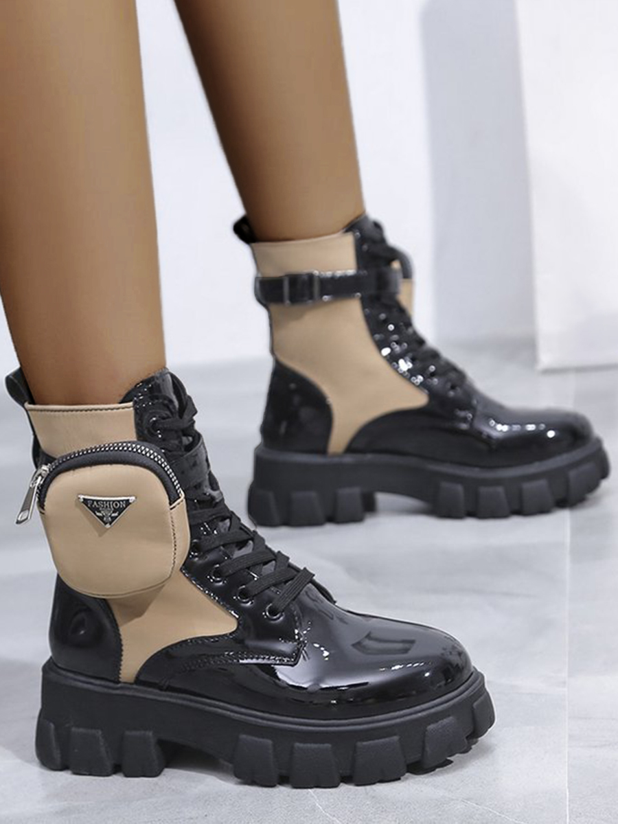 

LW Mini Bag Decor Patchwork Boots, Black