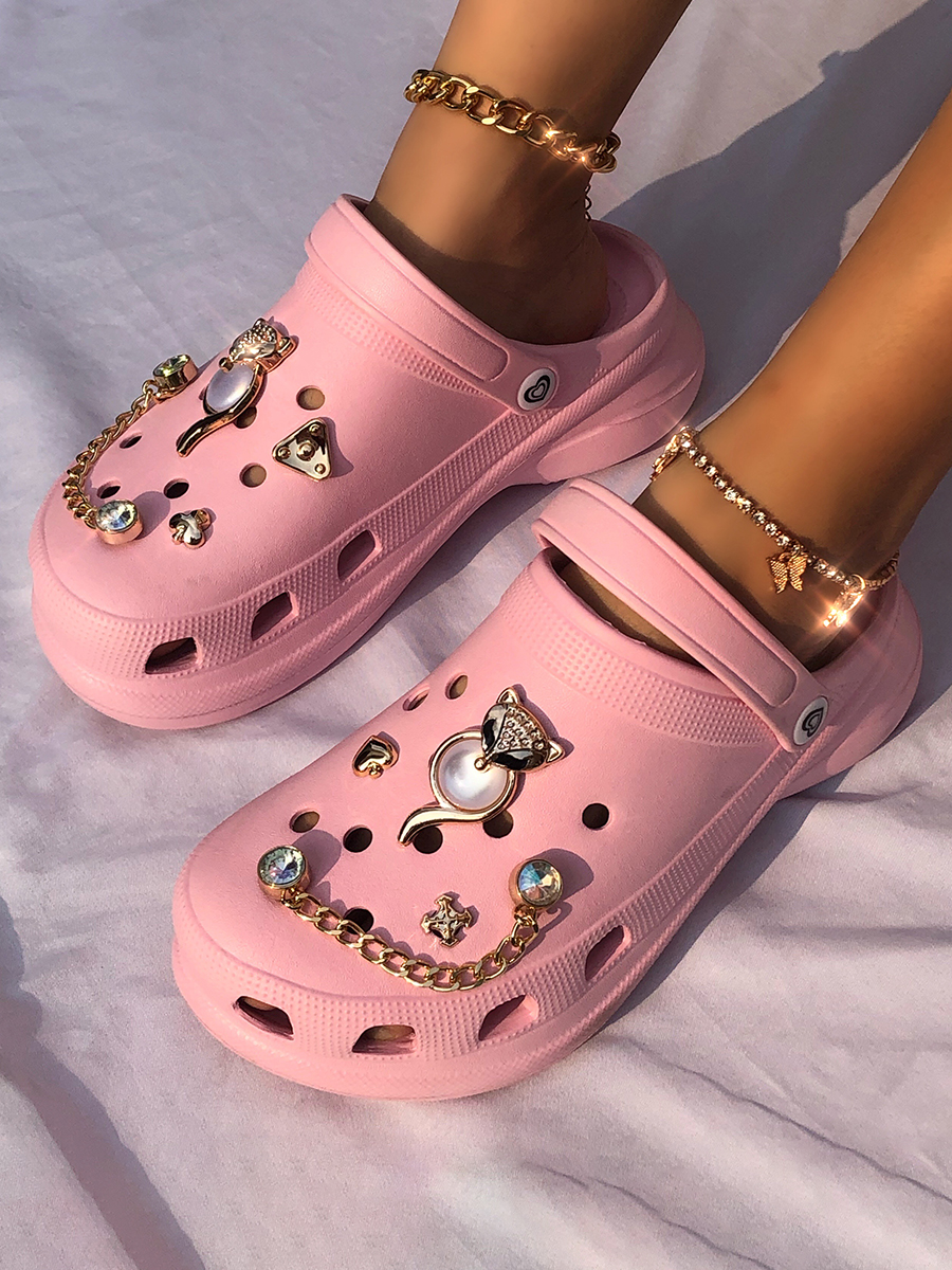 

LW Crystal Chain Decor Slippers (DIY), Pink