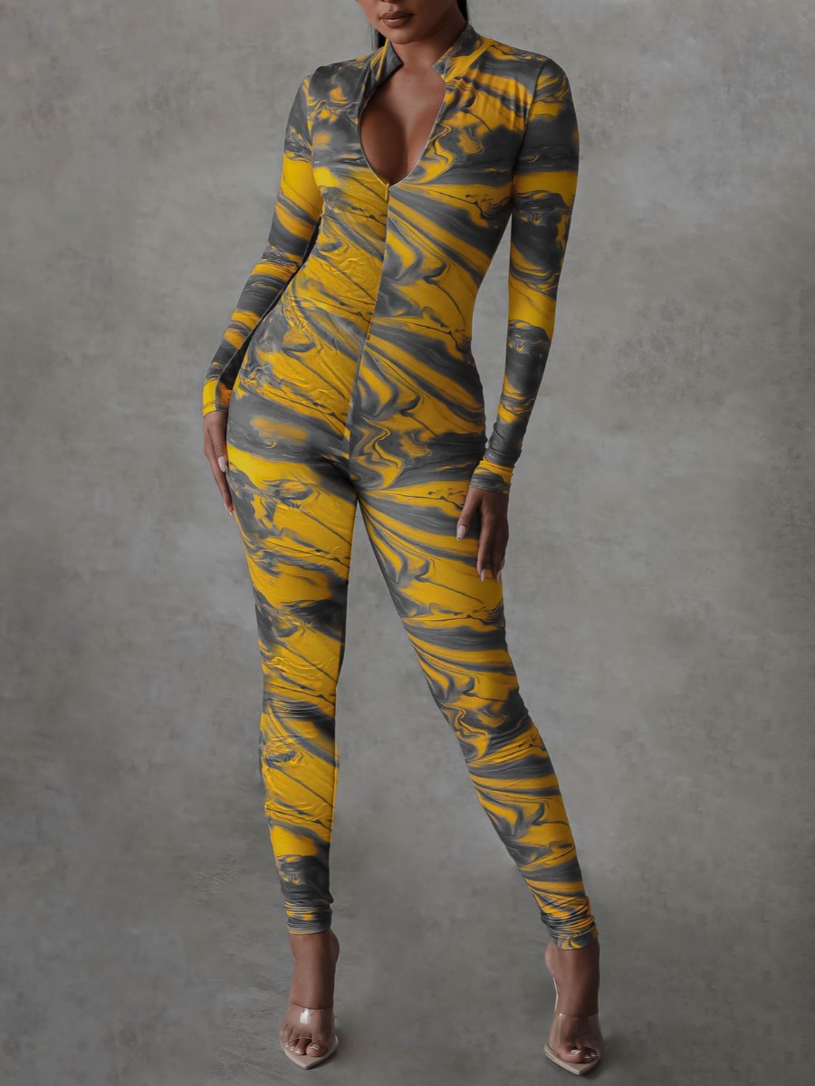 

LW Mandarin Marble Print Jumpsuit, Croci