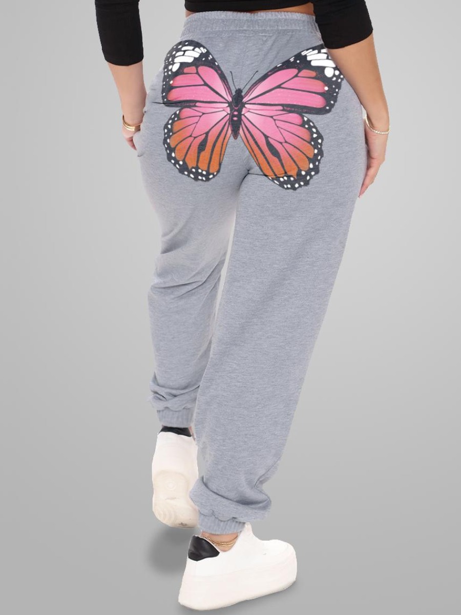 

LW Butterfly Print bottom Sweatpants, Grey