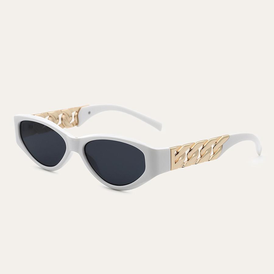 

LW Metal Chain Decoration Sunglasses, White