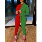 LW Ruched Color-lump Patchwork Tracksuit Set