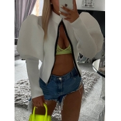 LW Puff Sleeve Zipper Design Jacket