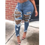 LW High-waisted High Stretchy Leopard Print Ripped