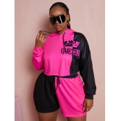 LW Plus Size Letter Print Drawstring Shorts Set