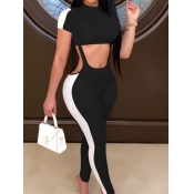 LW SXY Patchwork Black Two-piece Pants Set