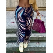 LW Street Striped Print Tassel Design Multicolor P