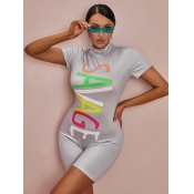 LW Half A Turtleneck Letter Print Romper