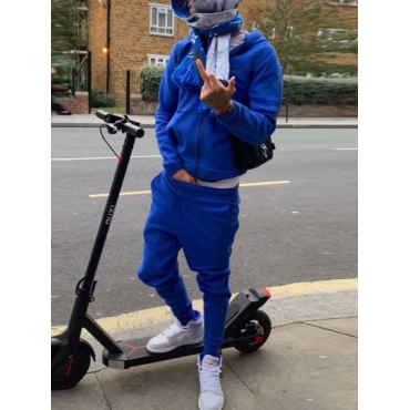 

LW BASICS Men Drawstring Pocket Design Tracksuit Set, Blue
