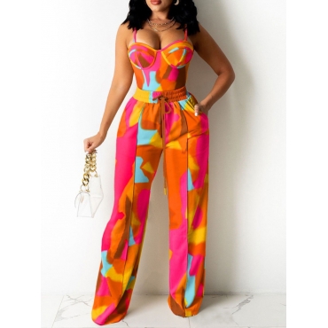 

LW SXY Color Block Pocket Design Pants Set, Multi