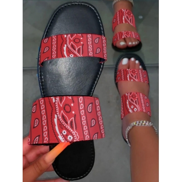 

LW Casual Cashew Print Red Slippers