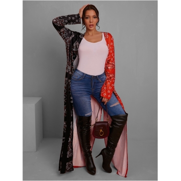 

LW Cashew Print Split Coat, Red