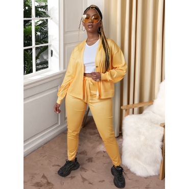 

LW Drawstring Pocket Design Three Piece Pants Set, Yellow