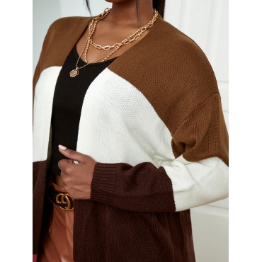 

LW Patchwork Loose Cardigans, Coffee