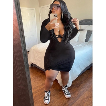 

LW Plus Size Knotted Basic Bodycon Dress, Black