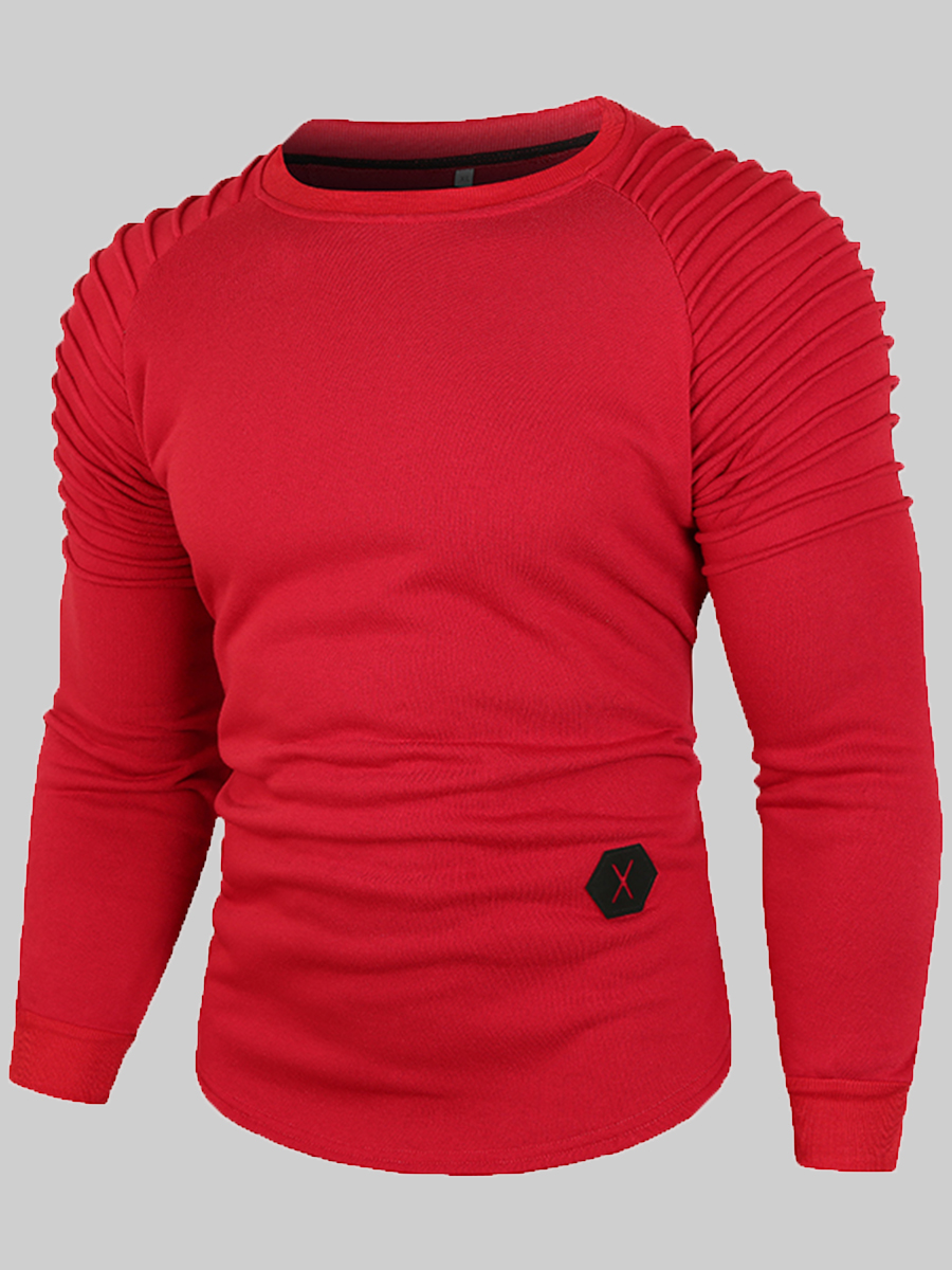 

LW Men Fold Design Patch Solid Sweater, Red