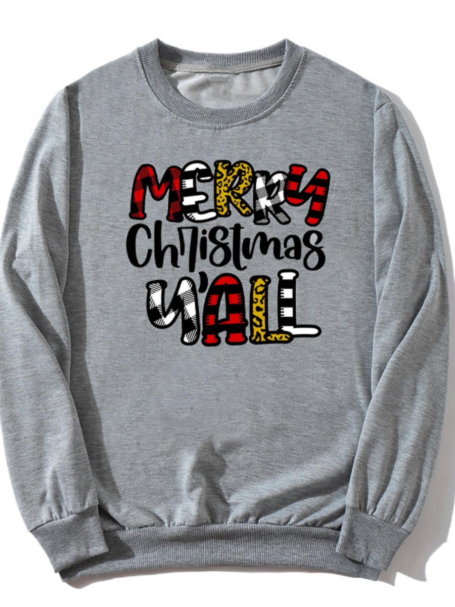 

LW Letter Print Pullover Sweatshirt, Grey