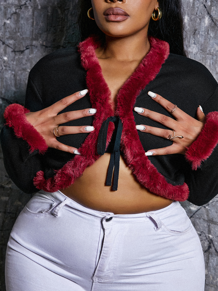 LW Plus Size Bandage Design Teddy Jacket