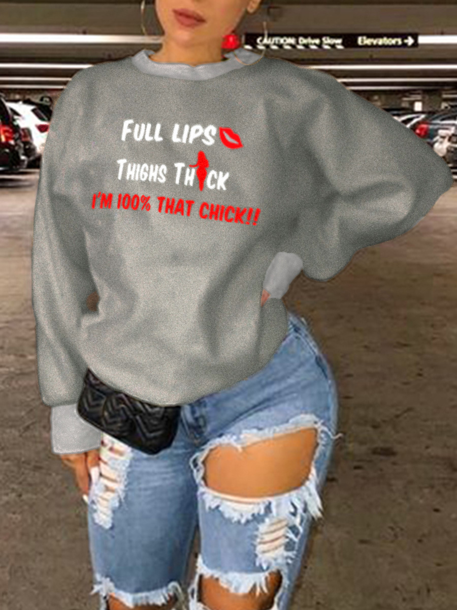 

LW Plus Size Pullover Letter Print Sweatshirt, Grey