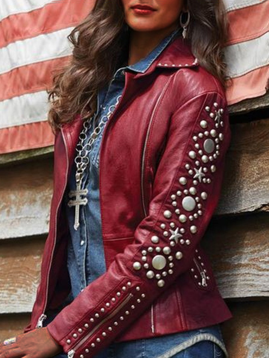 

LW Pearl Zipper Design Loose Leather, Wine red