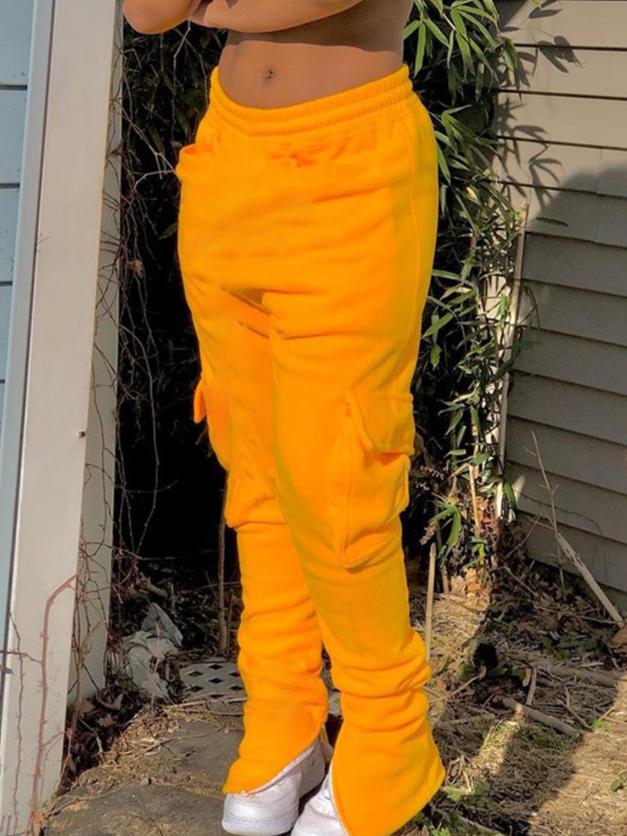 

LW Elastic Waist Pocket Design Pants, Yellow