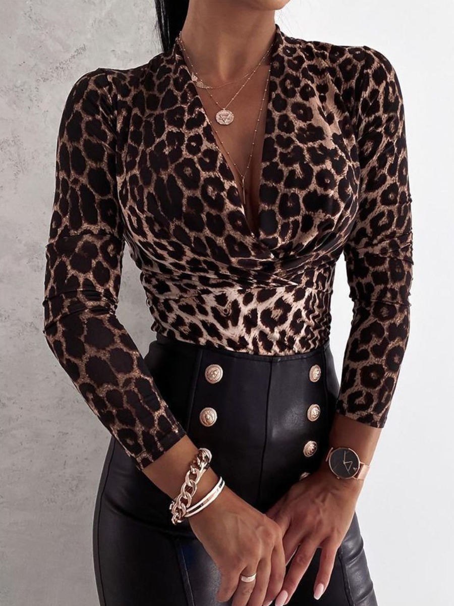 

LW SXY V Neck Leopard Print T-shirt