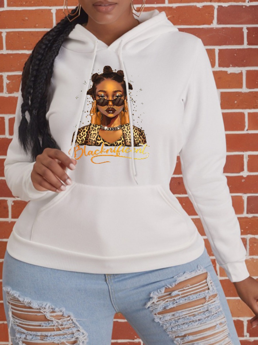 

LW Figure Letter Print Hoodie, White
