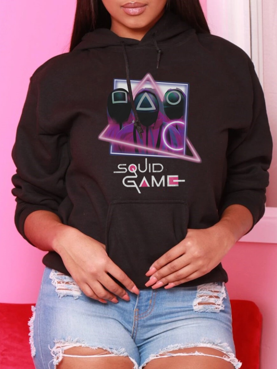 

LW Game Invite Stickers Loose Hoodie, Black