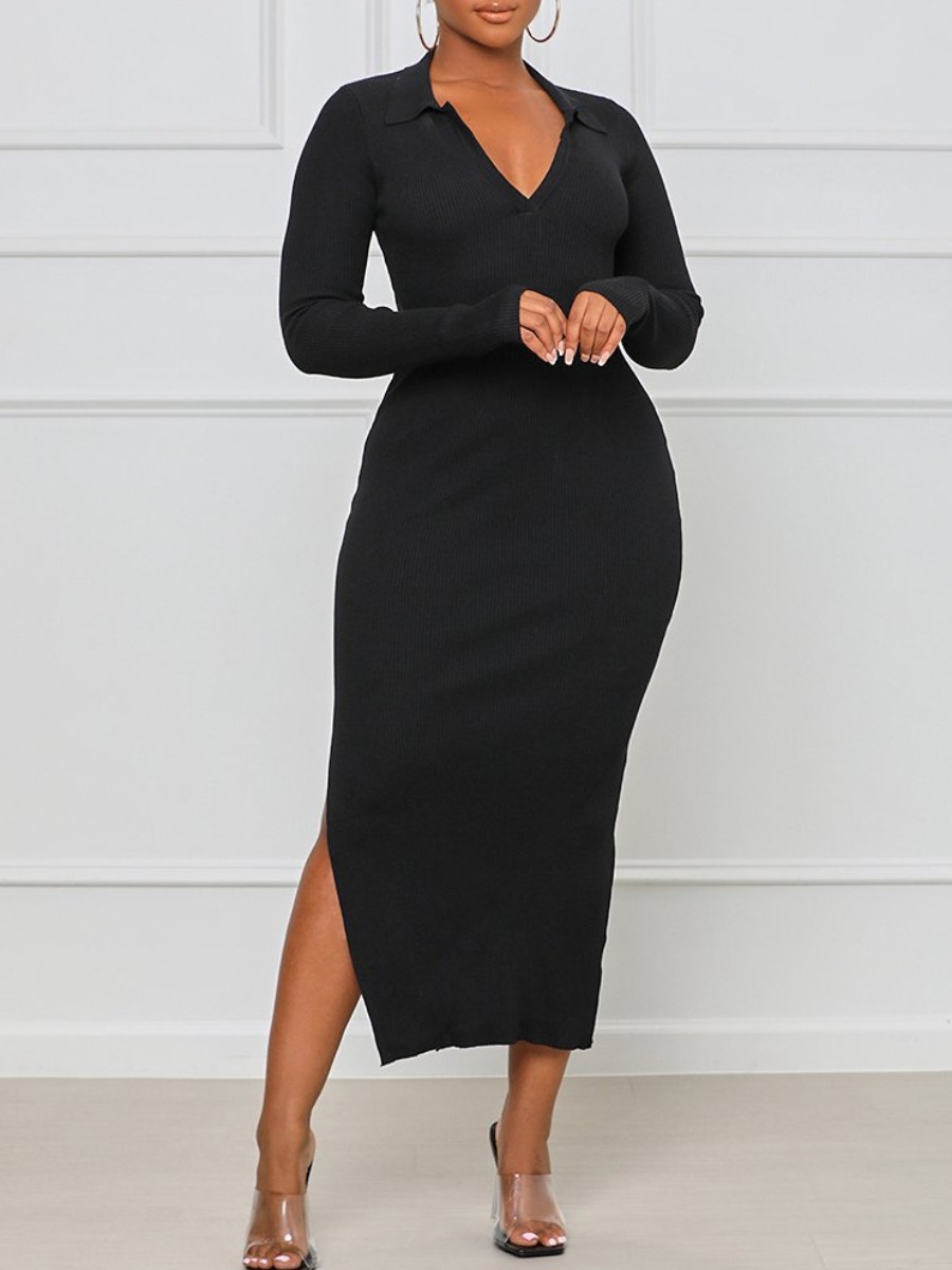 LW SXY Backless Rib Knit Solid Bodycon Dress от Lovelywholesale WW