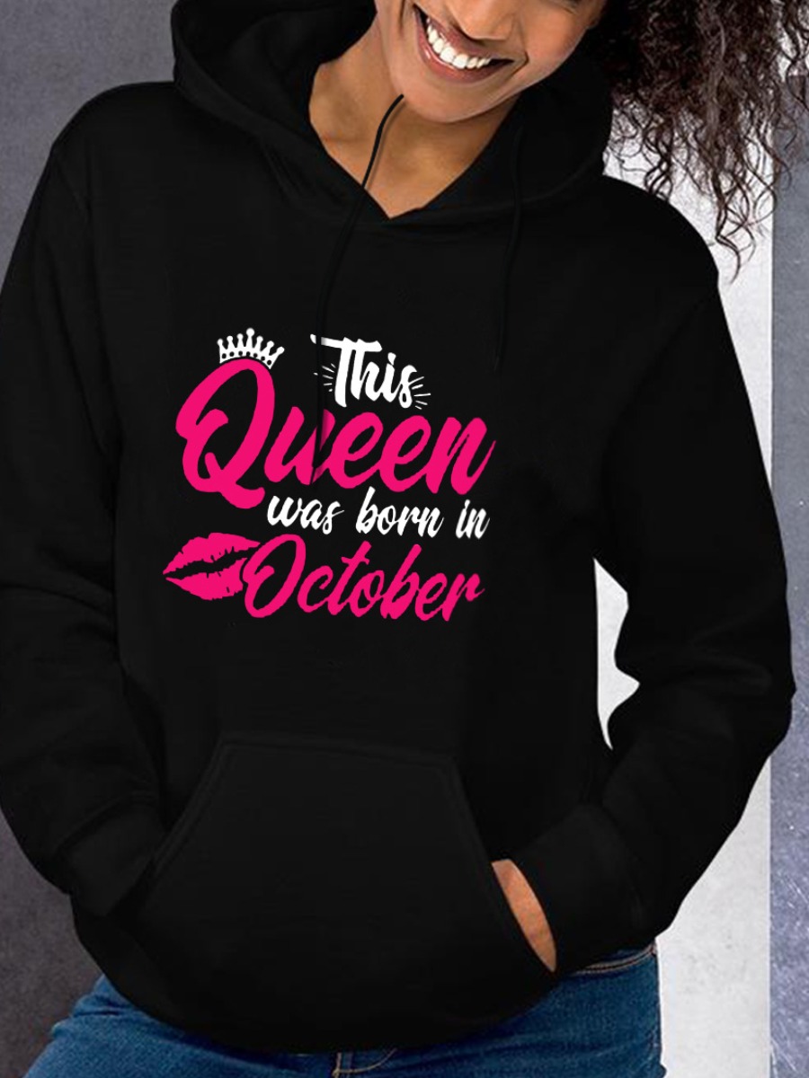 

LW Crown Lip Print Hoodie, Black