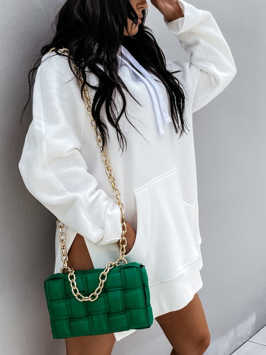 

LW Split Kangaroo Pocket Sweat Dress, White
