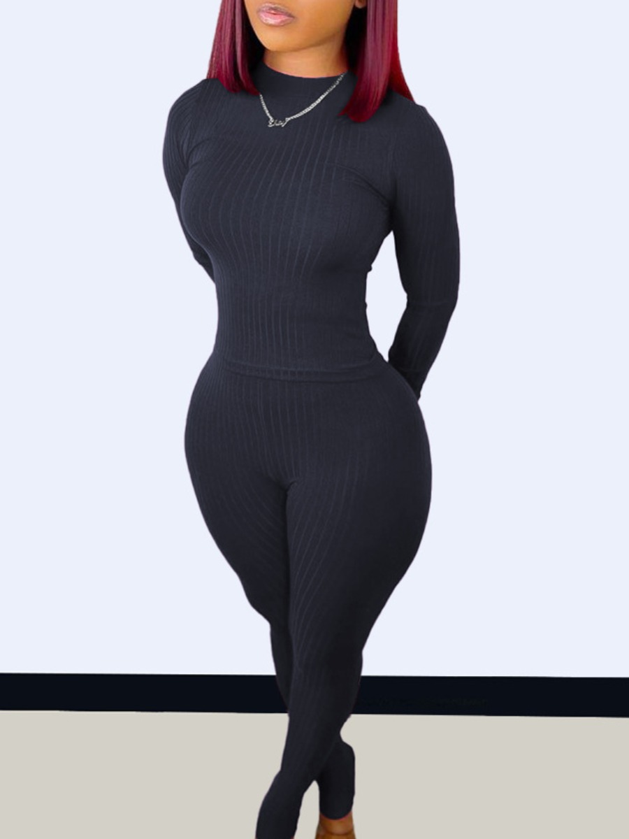 LW BASICS Rib Knit Skinny Pants Set