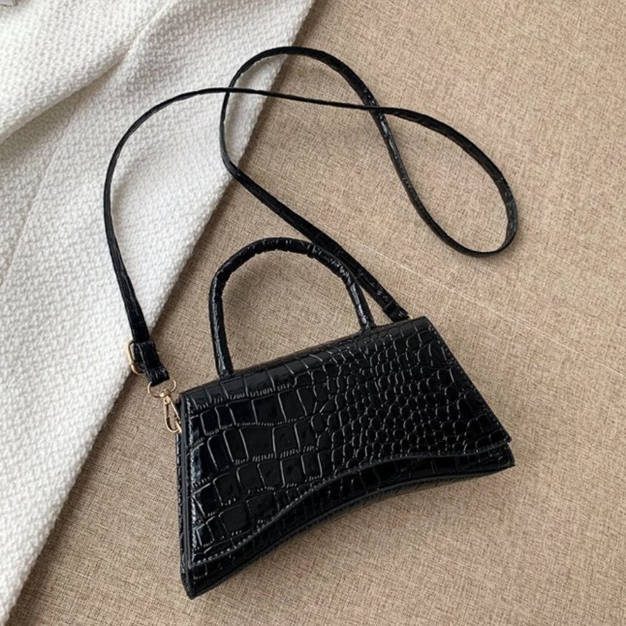 LW Embossed Leather Messenger Bag