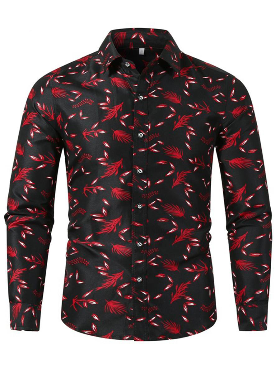 

LW Men Floral Print Shirt, Black