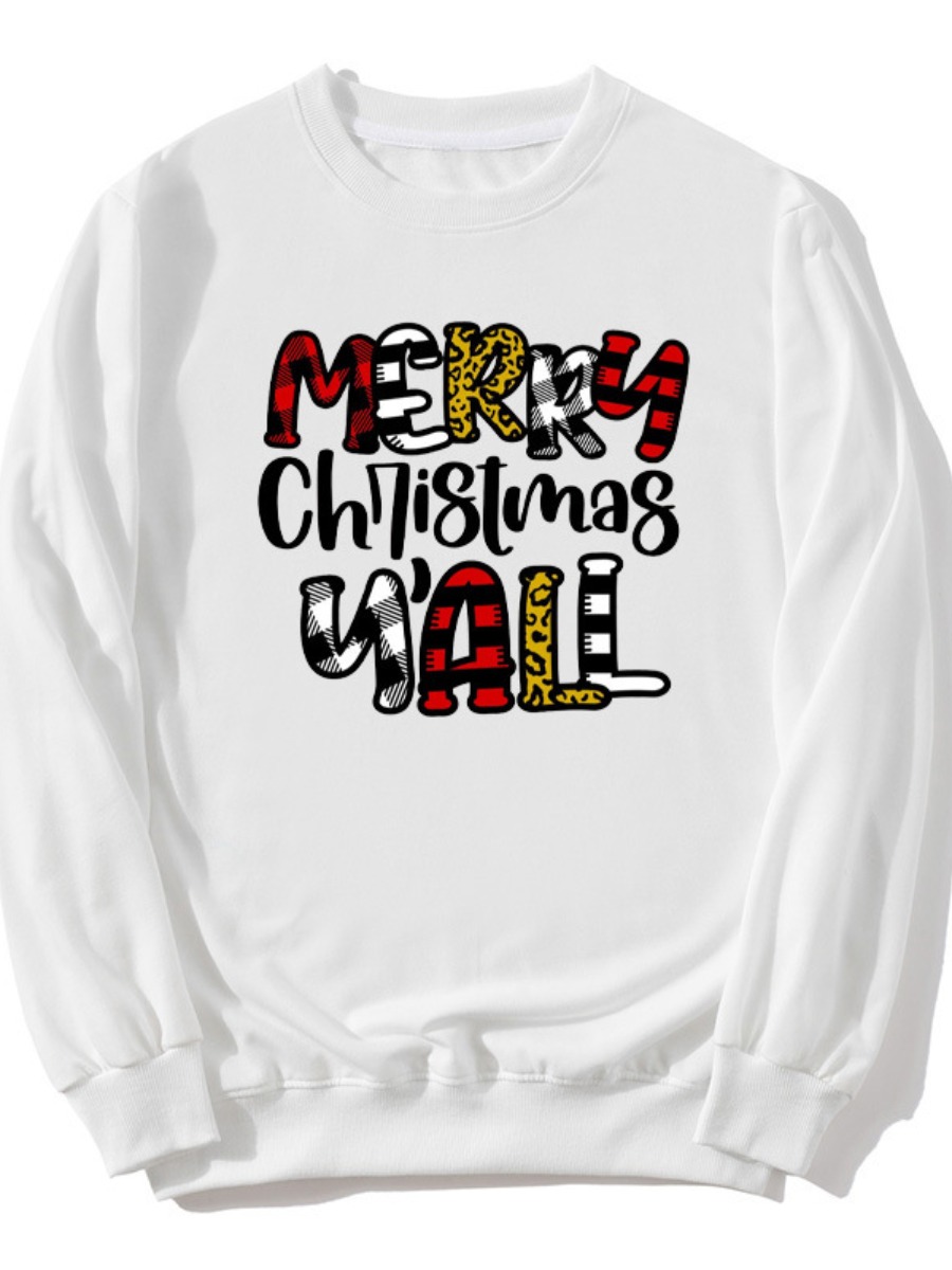 

LW Round Letter Print Design Sweatshirt, White