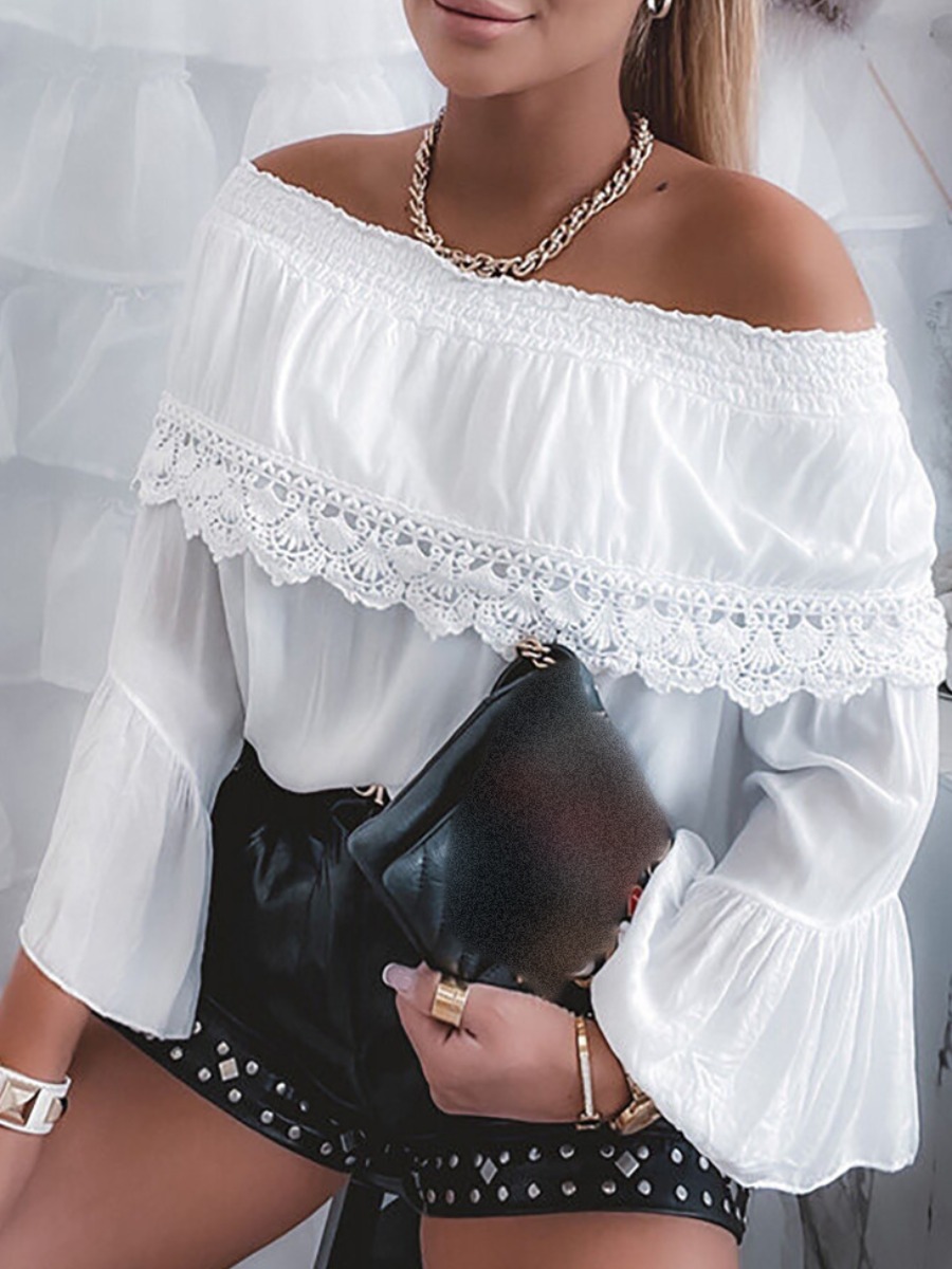 

LW Off The Shoulder Ruffle Design Blouse, White