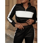 LW Sweat Striped Patchwork Tracksuit Set