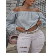 LW SXY Off The Shoulder Raw Edge Sweatshirt