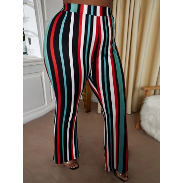 

LW Plus Size Striped Flared Pants, Multicolor stripe