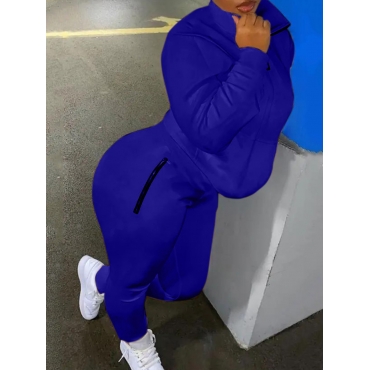 

LW BASICS Zipper Pocket Design Tracksuit Set, Blue