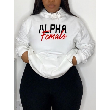 

LW Letter Print Pocket Design Hoodie, White