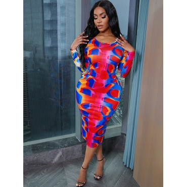 

LW Casual Color Block Gradient Bodycon Dress, Multi