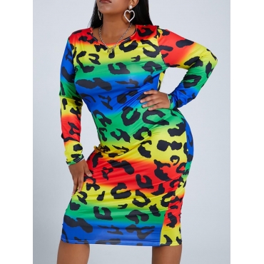

LW SXY Plus Size Gradient Leopard Print Bodycon Dress
