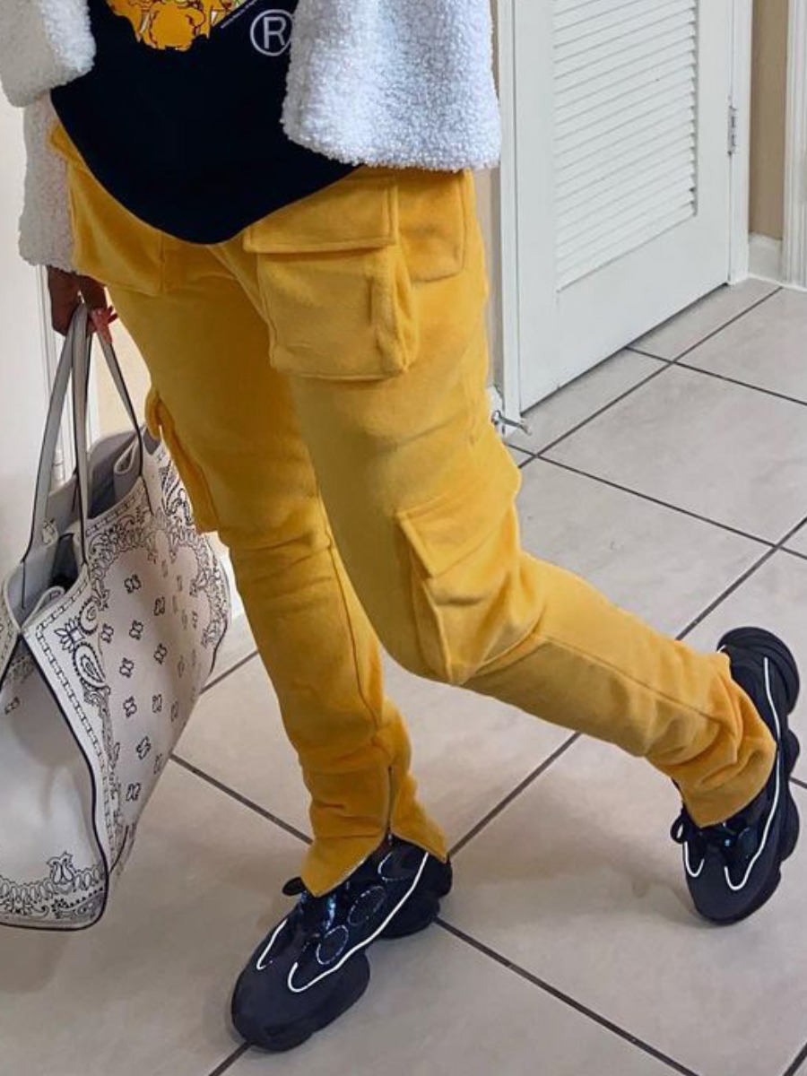 

LW Drawstring Pocket Design Pants, Yellow