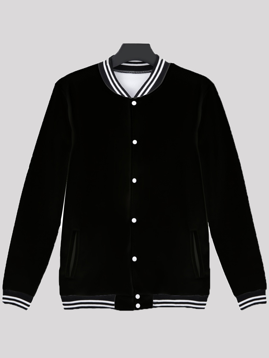 

LW COTTON Men Striped Button Design Jacket, Black