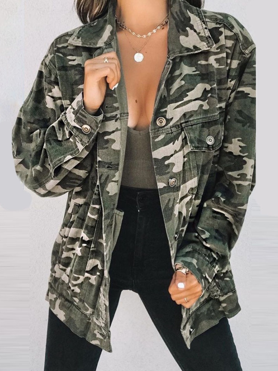 

LW Camo Print Pocket Design Coat