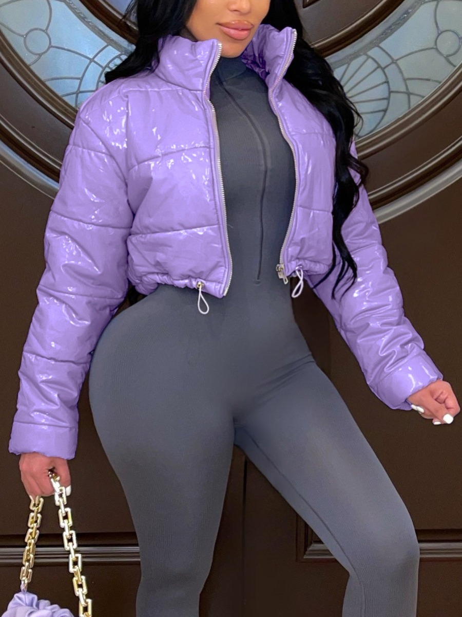 

LW Zipper Design Puffer Jacket, Purple