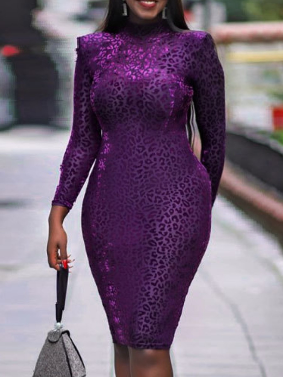 

LW Velvet Burn Flower Print Bodycon Dress, Purple